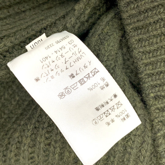 CELINE sweater 2AB97 wool khaki logo Leopard Pattern mens L Used Authentic