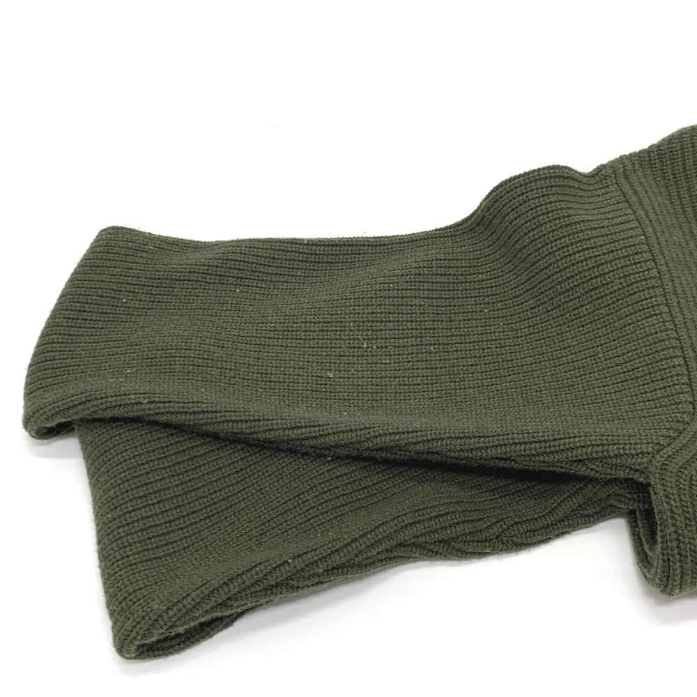 CELINE sweater 2AB97 wool khaki logo Leopard Pattern mens L Used Authentic