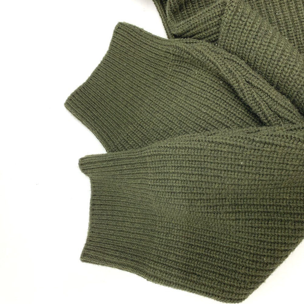 CELINE sweater 2AB97 wool khaki logo Leopard Pattern mens L Used Authentic