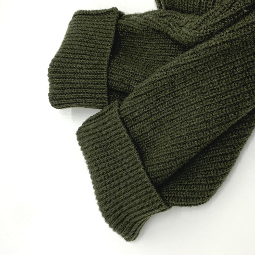 CELINE sweater 2AB97 wool khaki logo Leopard Pattern mens L Used Authentic