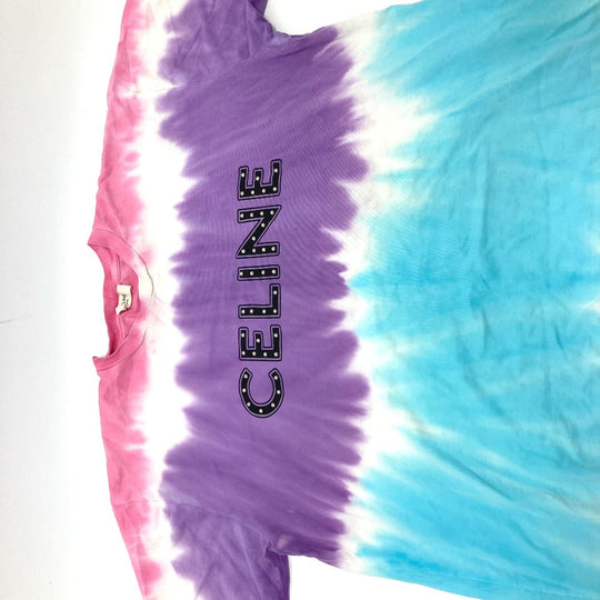 CELINE Short sleeve T-shirt 2X687956‚l cotton multicolor Stud logo printed loose Women ‚l Used Authentic