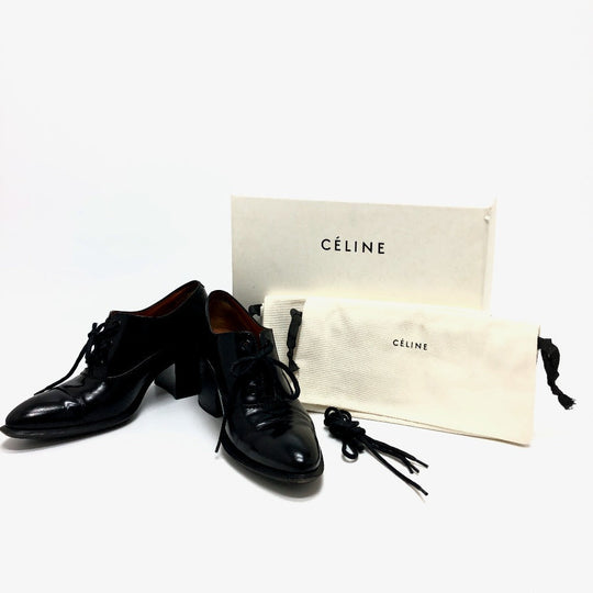 CELINE loafers leather black dress 38