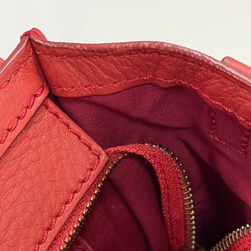 CELINE Handbag 168243 leather Red Nano Shopper Luggage Women Used Authentic