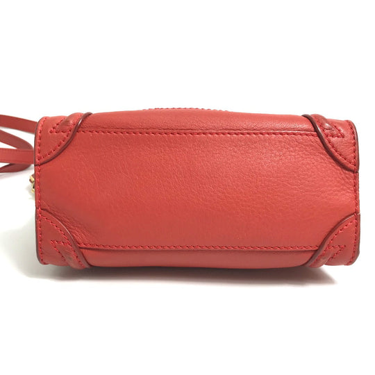 CELINE Handbag 168243 leather Red Nano Shopper Luggage Women Used Authentic