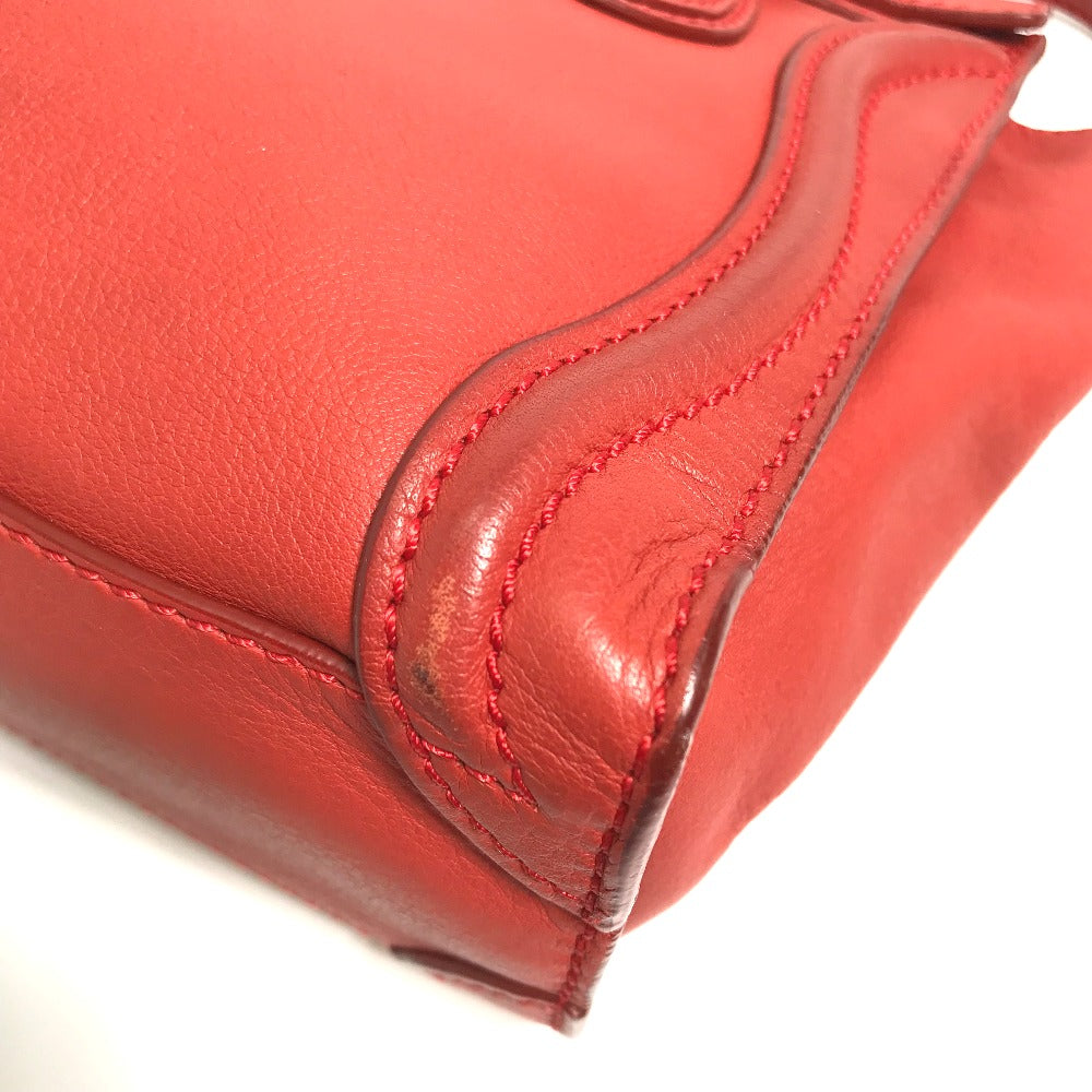 CELINE Handbag 168243 leather Red Nano Shopper Luggage Women Used Authentic