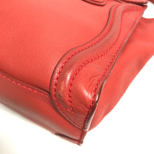 CELINE Handbag 168243 leather Red Nano Shopper Luggage Women Used Authentic