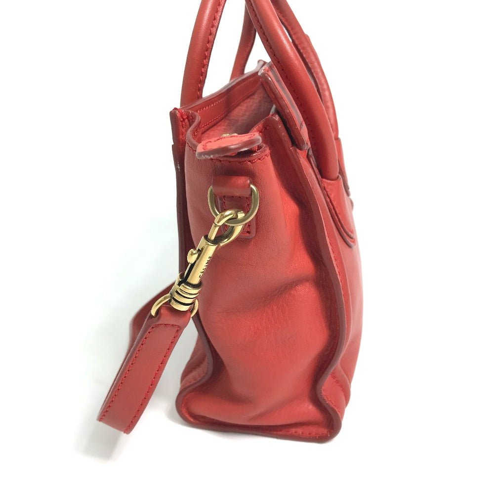 CELINE Handbag 168243 leather Red Nano Shopper Luggage Women Used Authentic
