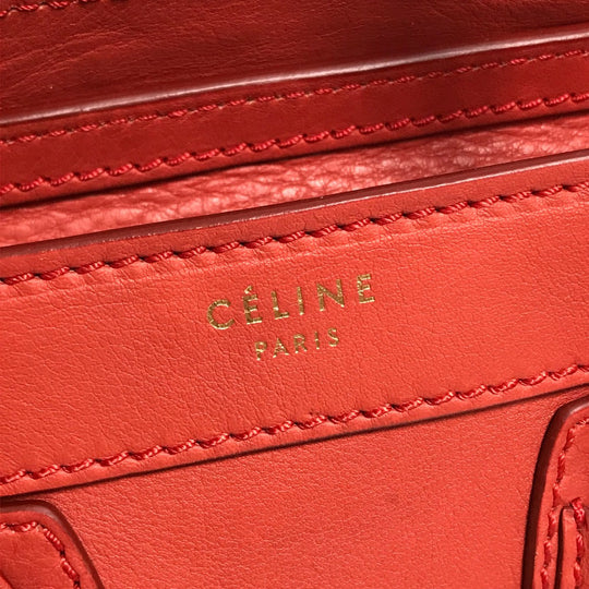 CELINE Handbag 168243 leather Red Nano Shopper Luggage Women Used Authentic