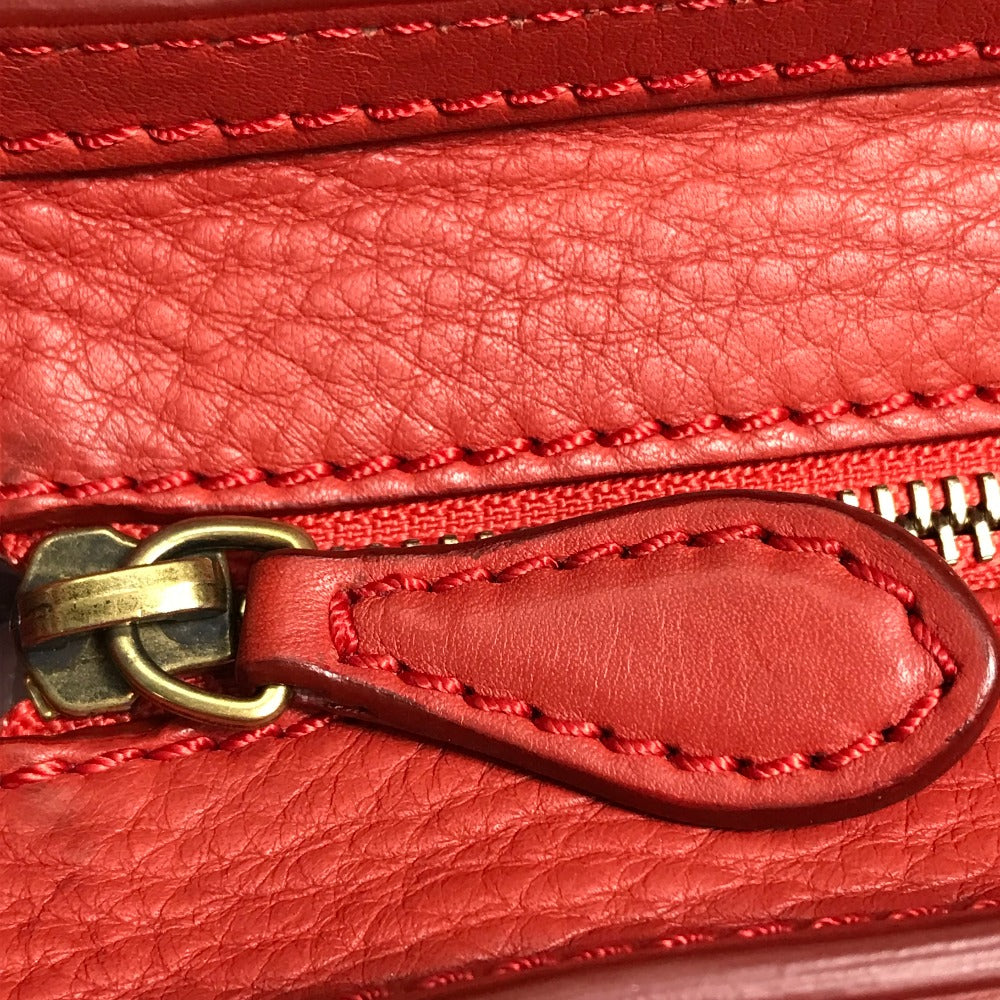CELINE Handbag 168243 leather Red Nano Shopper Luggage Women Used Authentic