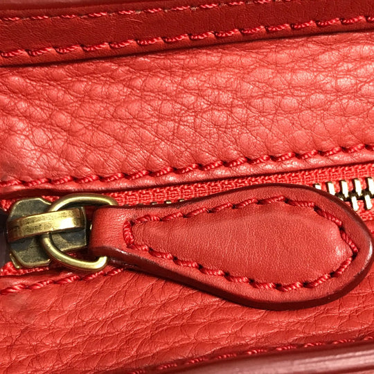 CELINE Handbag 168243 leather Red Nano Shopper Luggage Women Used Authentic