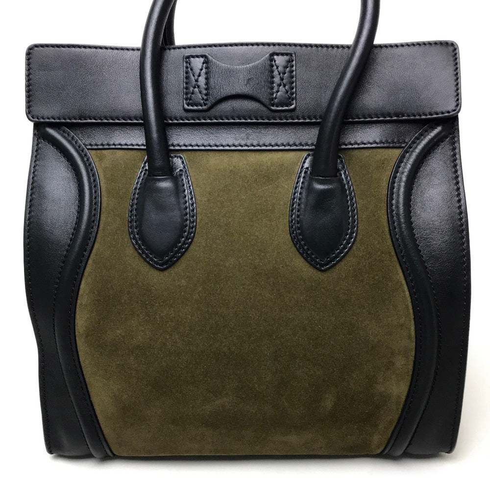 CELINE Tote Bag 165213 Suede / leather khaki Luggage mini shopper Women Used Authentic