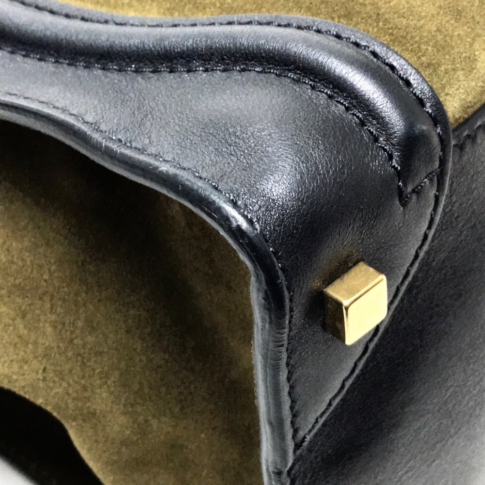 CELINE Tote Bag 165213 Suede / leather khaki Luggage mini shopper Women Used Authentic