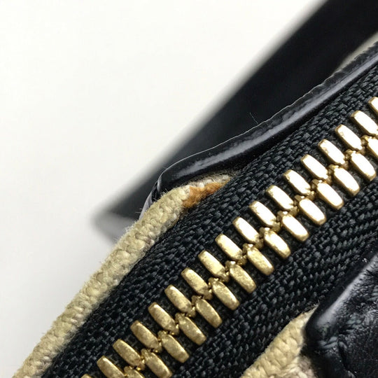 CELINE Tote Bag Linen canvas, leather Beige x black Women Women Used Authentic