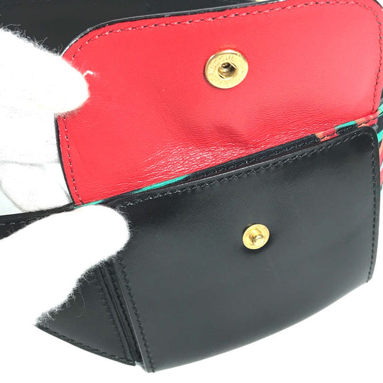 CELINE belt Leather, Silk black Vintage Wide Belt Scarf Pattern Women 65 Used Authentic