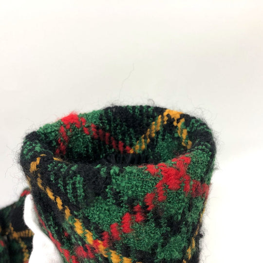 CELINE Jacket tweed Green/Yellow/Red/Black Vintage Check Macadam Button Jacket Outerwear Apparel Women 44 Used Authentic