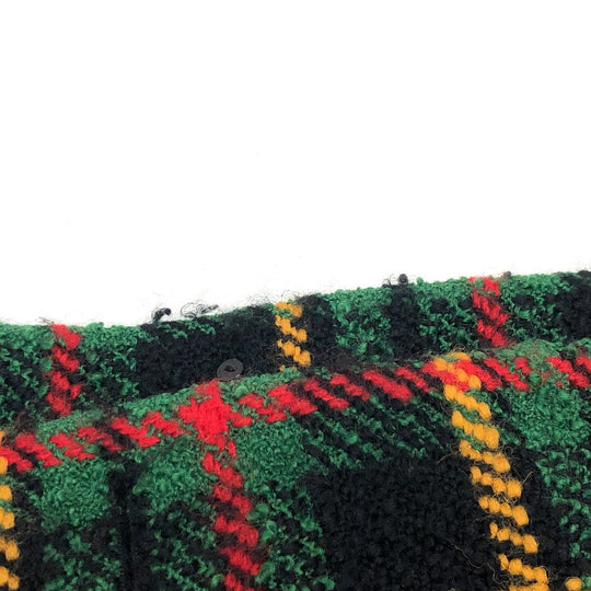 CELINE Jacket tweed Green/Yellow/Red/Black Vintage Check Macadam Button Jacket Outerwear Apparel Women 44 Used Authentic
