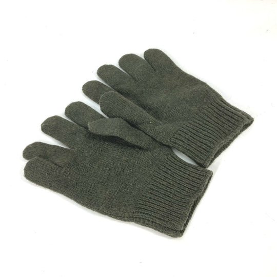 CELINE Glove 2AC55588S wool khaki logo embroidery mens S Used Authentic