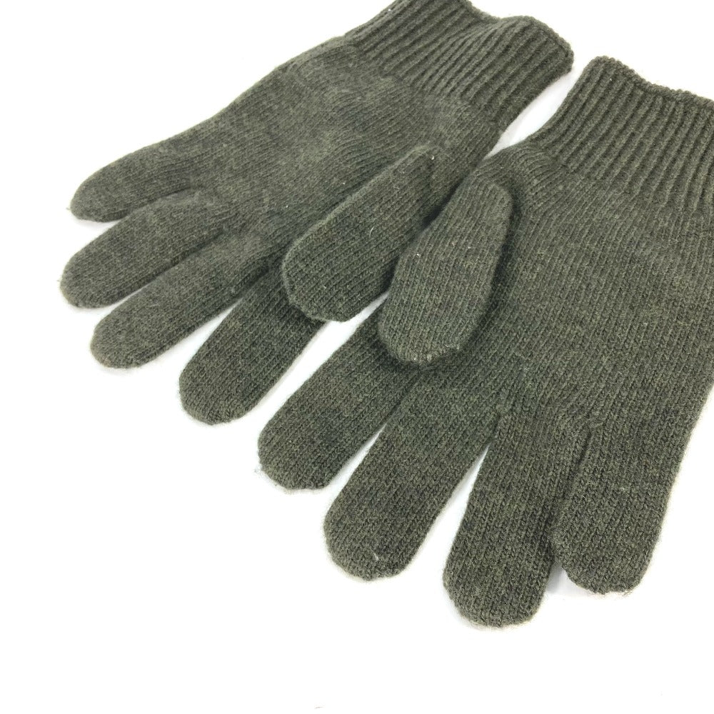 CELINE Glove 2AC55588S wool khaki logo embroidery mens S Used Authentic