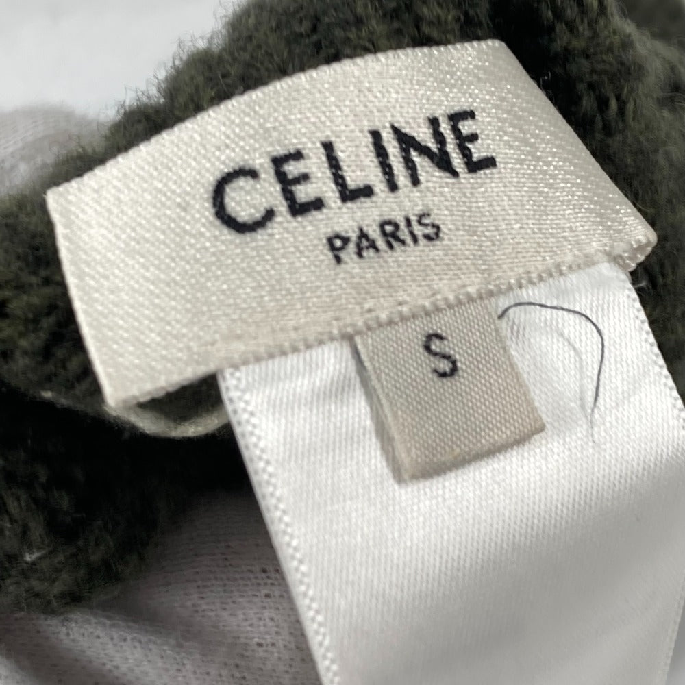 CELINE Glove 2AC55588S wool khaki logo embroidery mens S Used Authentic