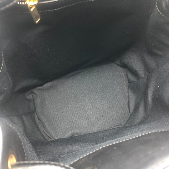 CELINE Backpack 188373BFI leather Black x Gold Metal Small C charm Women Used Authentic