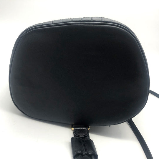 CELINE Backpack 188373BFI leather Black x Gold Metal Small C charm Women Used Authentic