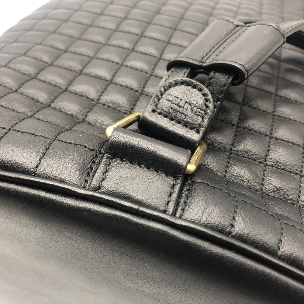 CELINE Backpack 188373BFI leather Black x Gold Metal Small C charm Women Used Authentic