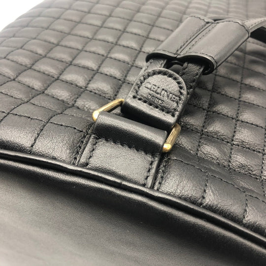 CELINE Backpack 188373BFI leather Black x Gold Metal Small C charm Women Used Authentic