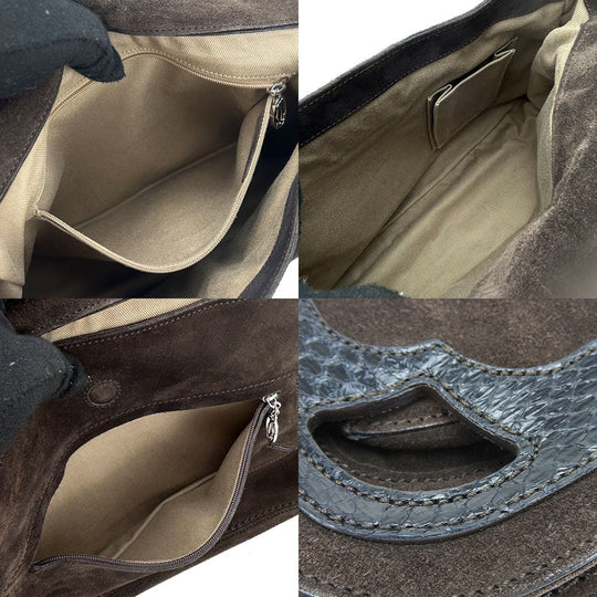 CARTIER Shoulder Bag Suede, Leather Brown Women Used Authentic