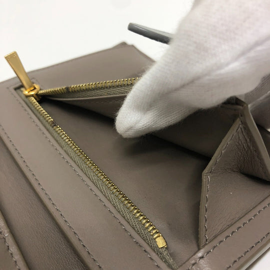 CELINE Folded wallet 10B643BRU leather gray Bicolor Medium Strap Wallet Women Used Authentic