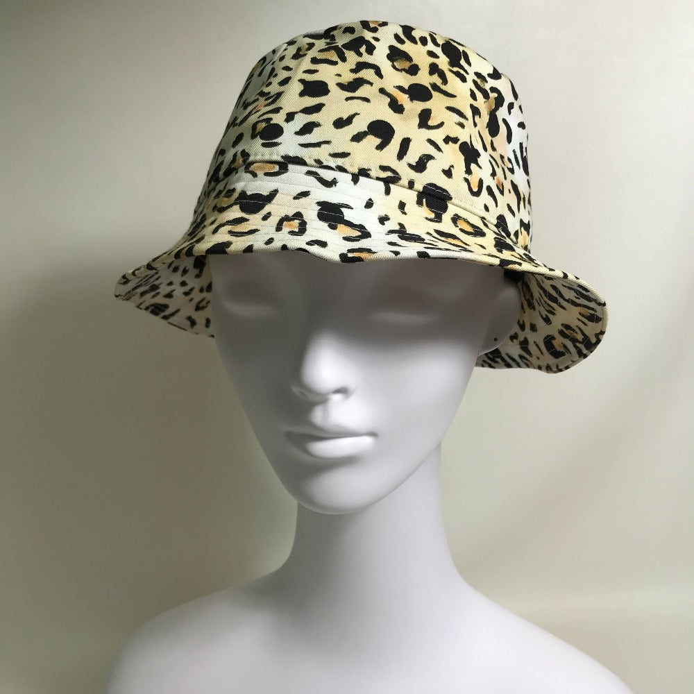 CELINE hat cotton Yellow beige type Gregory Edwards Leopard unisex(Unisex) M 59 Used Authentic