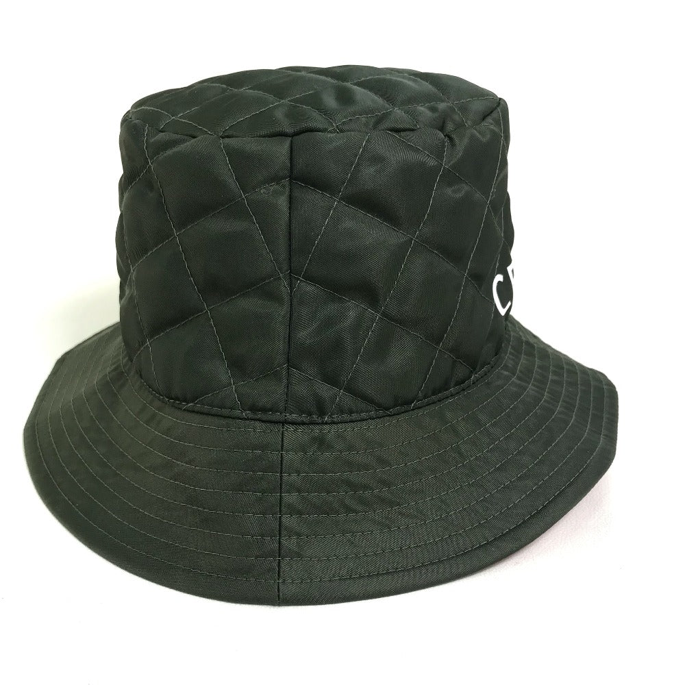 CELINE hat 2AUB8930C Nylon Khaki x Orange quilting logo Women S Used Authentic