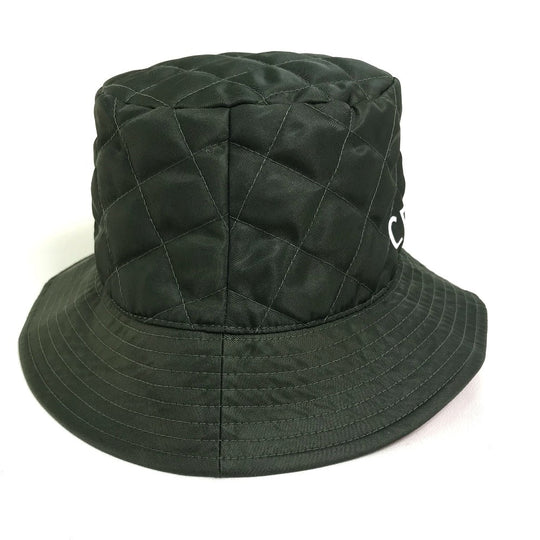 CELINE hat 2AUB8930C Nylon Khaki x Orange quilting logo Women S Used Authentic