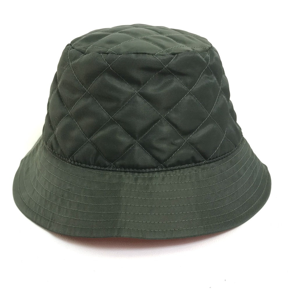 CELINE hat 2AUB8930C Nylon Khaki x Orange quilting logo Women S Used Authentic