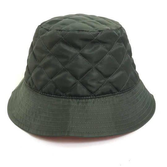 CELINE hat 2AUB8930C Nylon Khaki x Orange quilting logo Women S Used Authentic