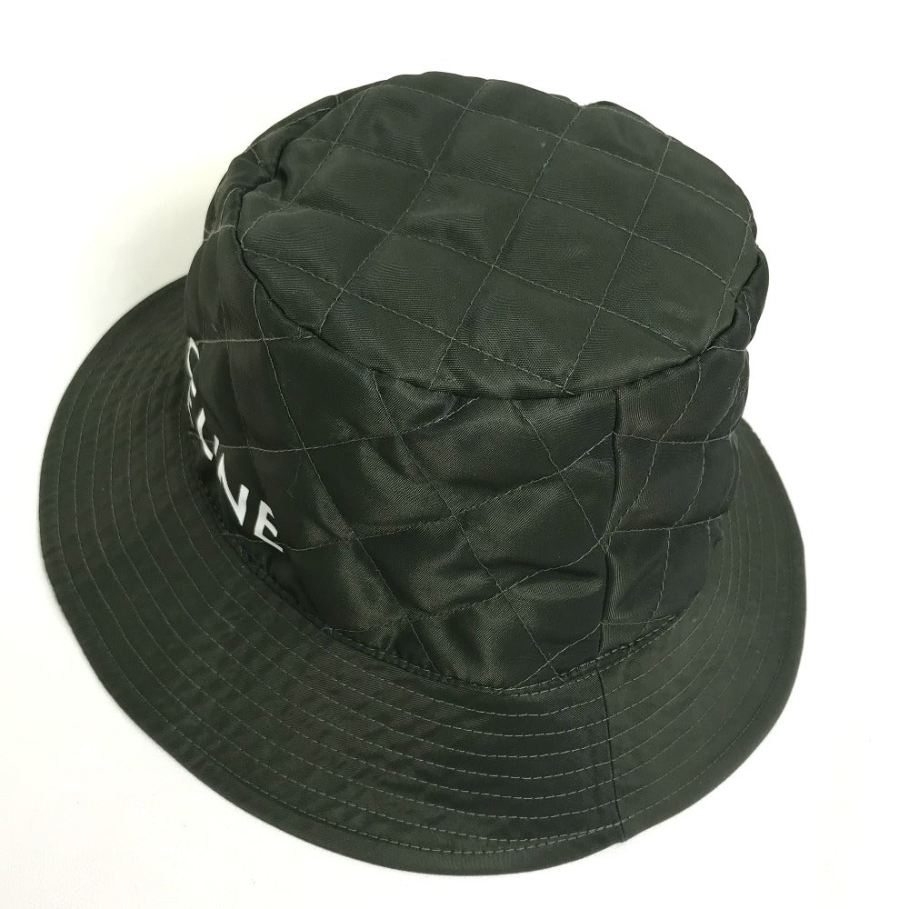 CELINE hat 2AUB8930C Nylon Khaki x Orange quilting logo Women S Used Authentic