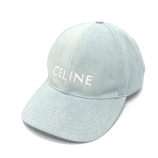 CELINE cap 2AUA1182N canvas blue logo Baseball cap Women S Used Authentic