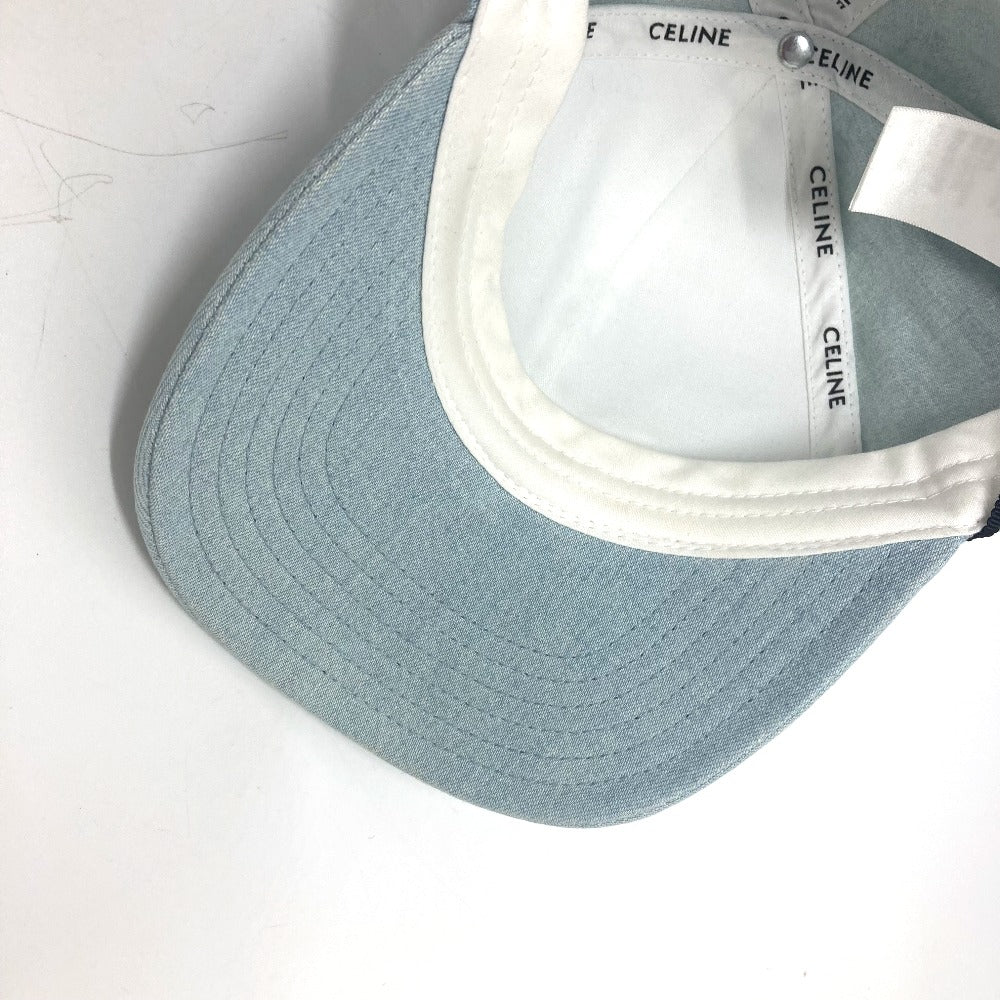 CELINE cap 2AUA1182N canvas blue logo Baseball cap Women S Used Authentic
