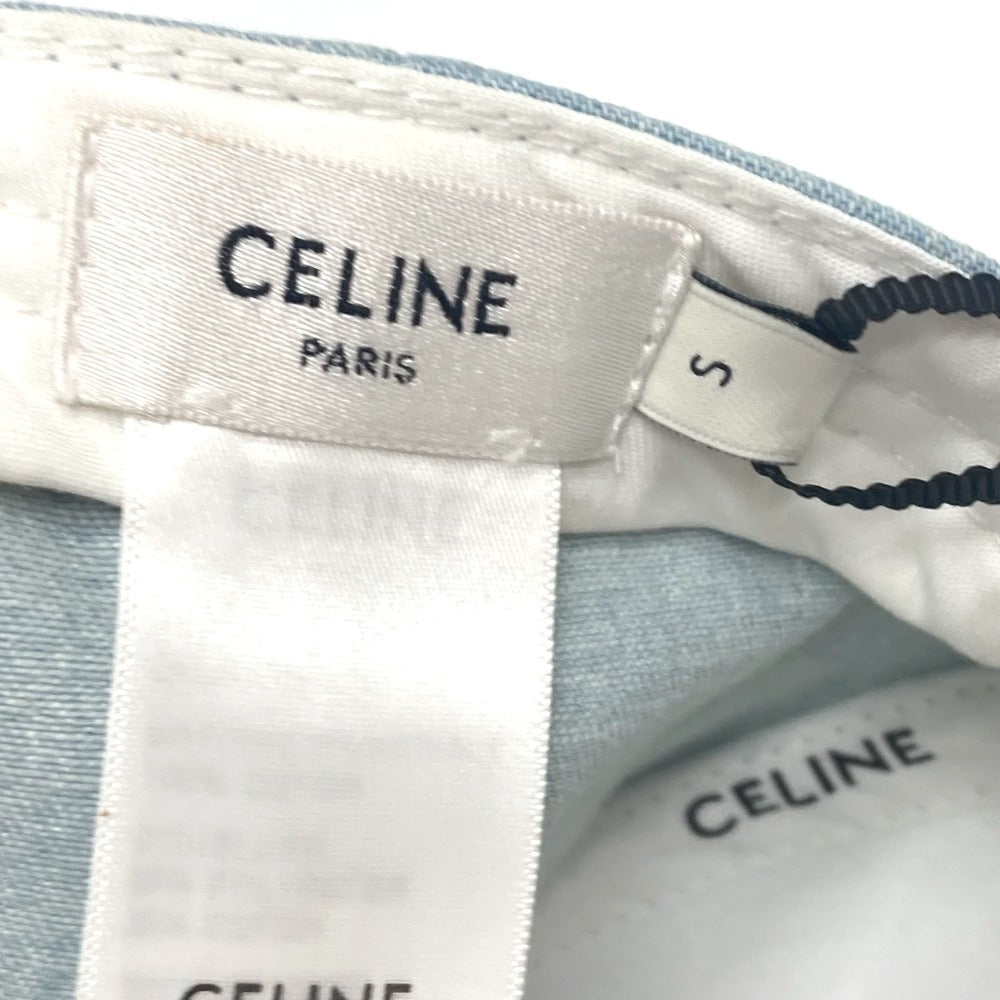 CELINE cap 2AUA1182N canvas blue logo Baseball cap Women S Used Authentic