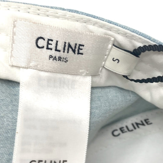 CELINE cap 2AUA1182N canvas blue logo Baseball cap Women S Used Authentic