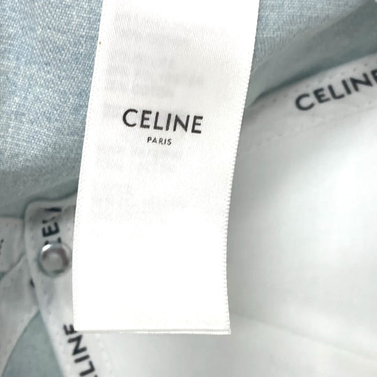 CELINE cap 2AUA1182N canvas blue logo Baseball cap Women S Used Authentic