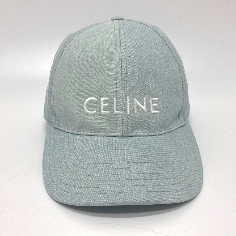 CELINE cap 2AUA1182N canvas blue logo Baseball cap Women S Used Authentic