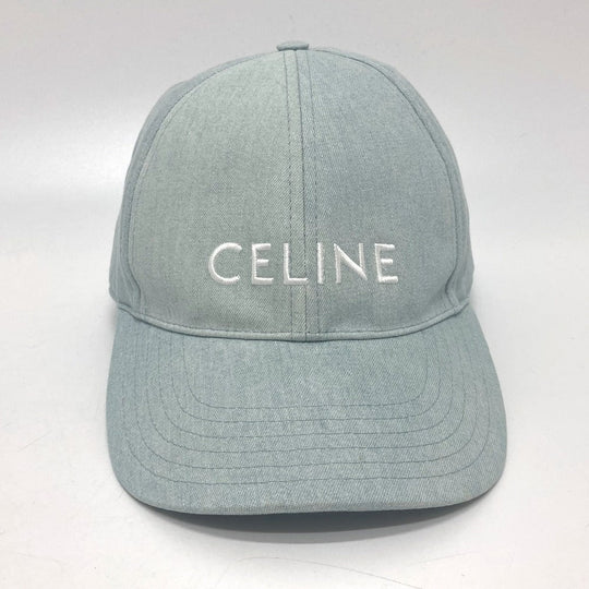 CELINE cap 2AUA1182N canvas blue logo Baseball cap Women S Used Authentic