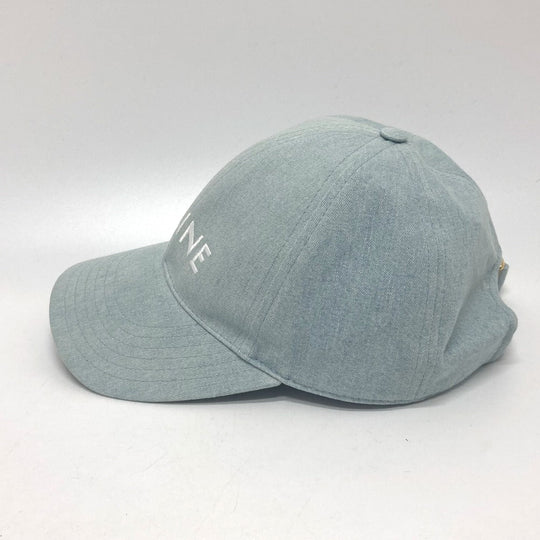 CELINE cap 2AUA1182N canvas blue logo Baseball cap Women S Used Authentic
