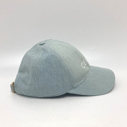CELINE cap 2AUA1182N canvas blue logo Baseball cap Women S Used Authentic