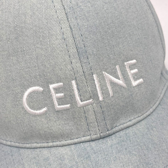 CELINE cap 2AUA1182N canvas blue logo Baseball cap Women S Used Authentic