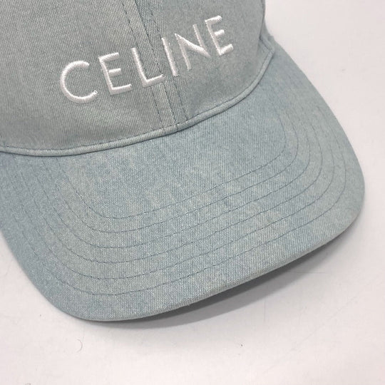 CELINE cap 2AUA1182N canvas blue logo Baseball cap Women S Used Authentic