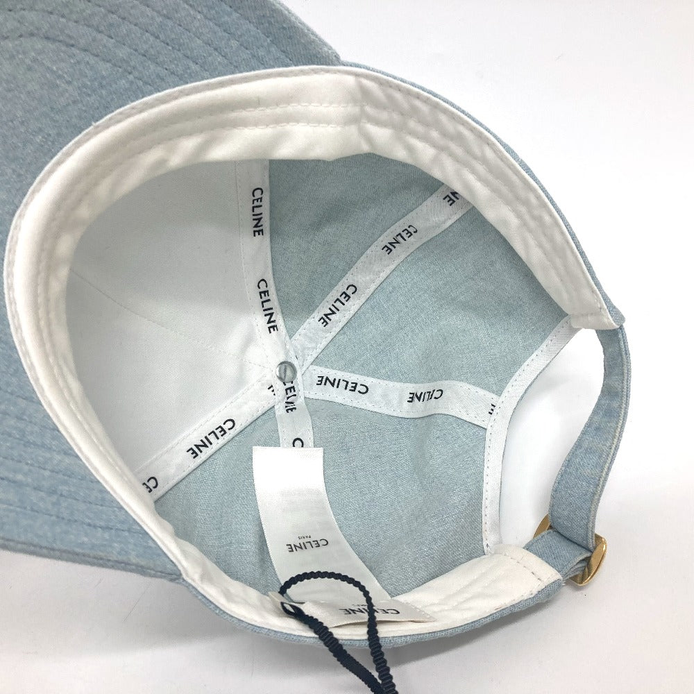 CELINE cap 2AUA1182N canvas blue logo Baseball cap Women S Used Authentic