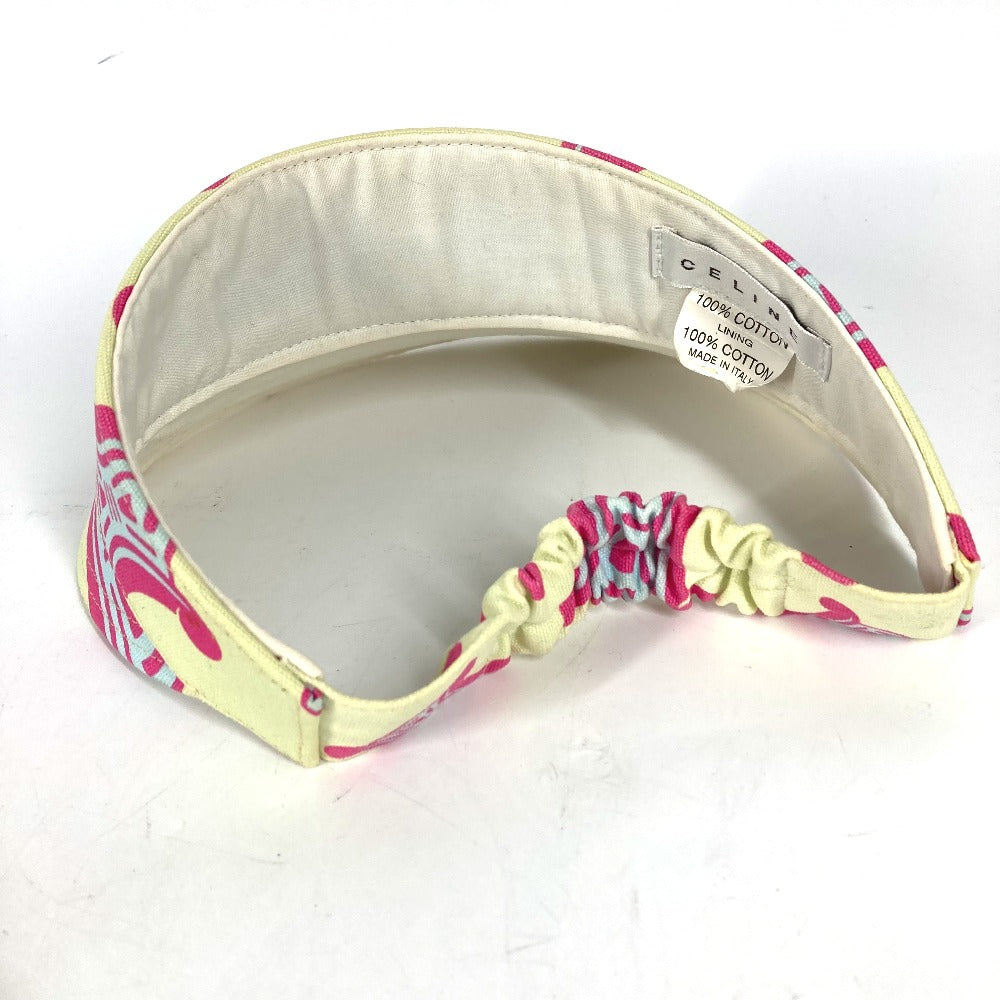 CELINE Sun visor cotton yellow triomphe logo Women Used Authentic