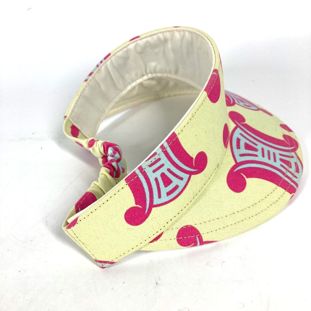 CELINE Sun visor cotton yellow triomphe logo Women Used Authentic