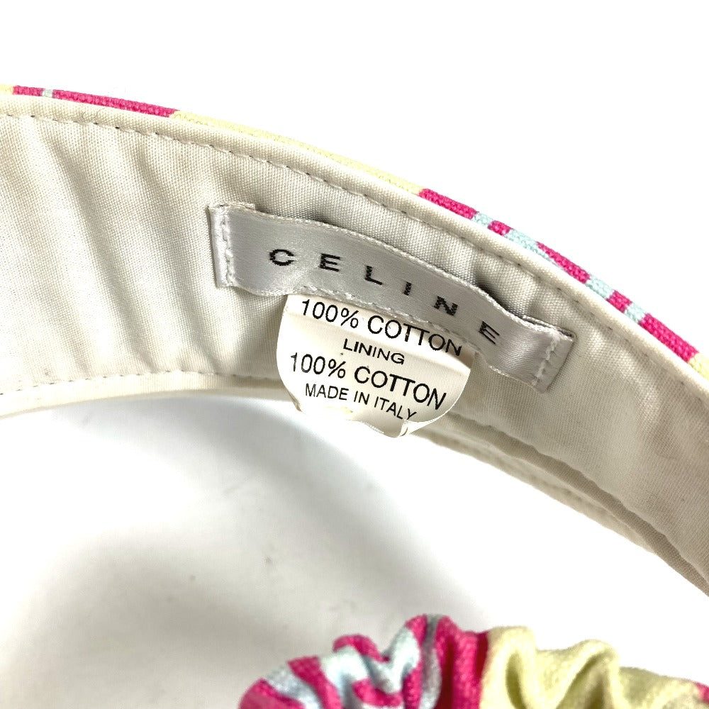 CELINE Sun visor cotton yellow triomphe logo Women Used Authentic